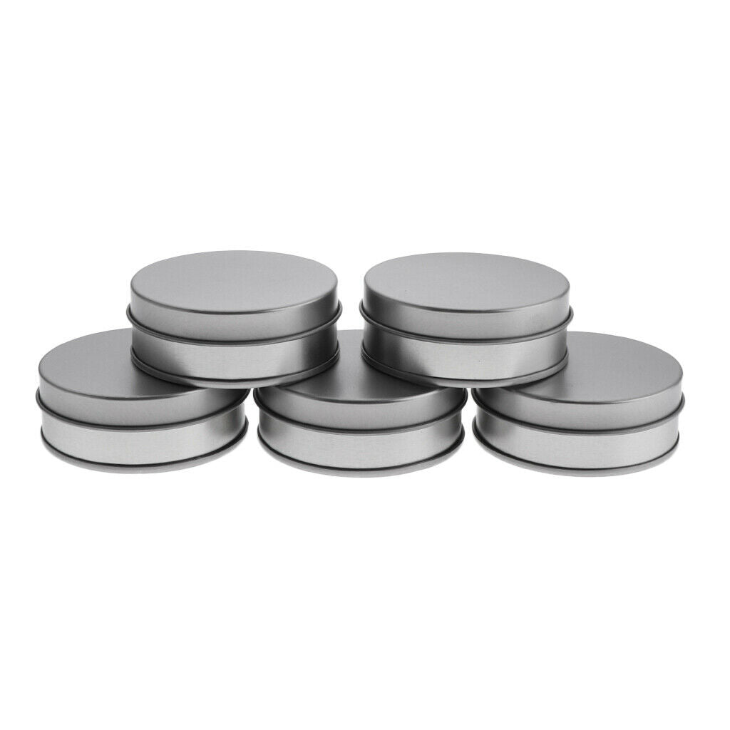 5Pcs Tinplate Lip Balm Tins Box Case Cosmetic Tea Jars Pots Bottle Container