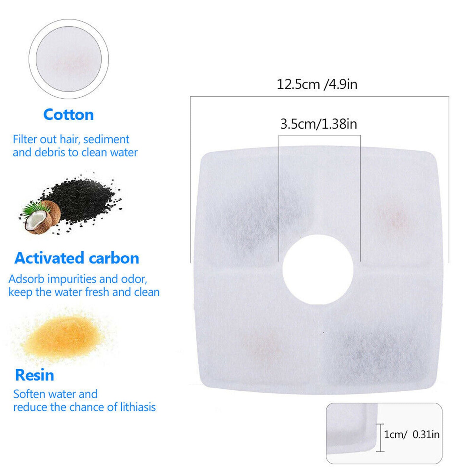 4PCS Cat Water Fountain Filters Replacement Filter For Pet Flower Veken Fountain