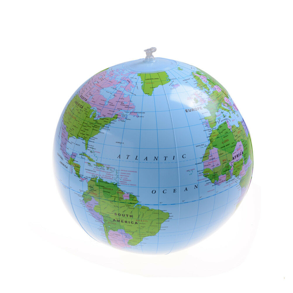 Inflatable Blow Up World Globe 16" Earth Atlas Ball Map Geography To.l8