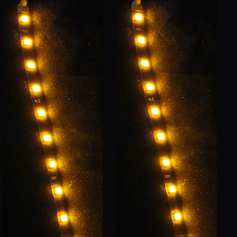 2x Yellow/Amber 6 inch 9 LED Waterproof Flexible Light Strip BLACK PCB board