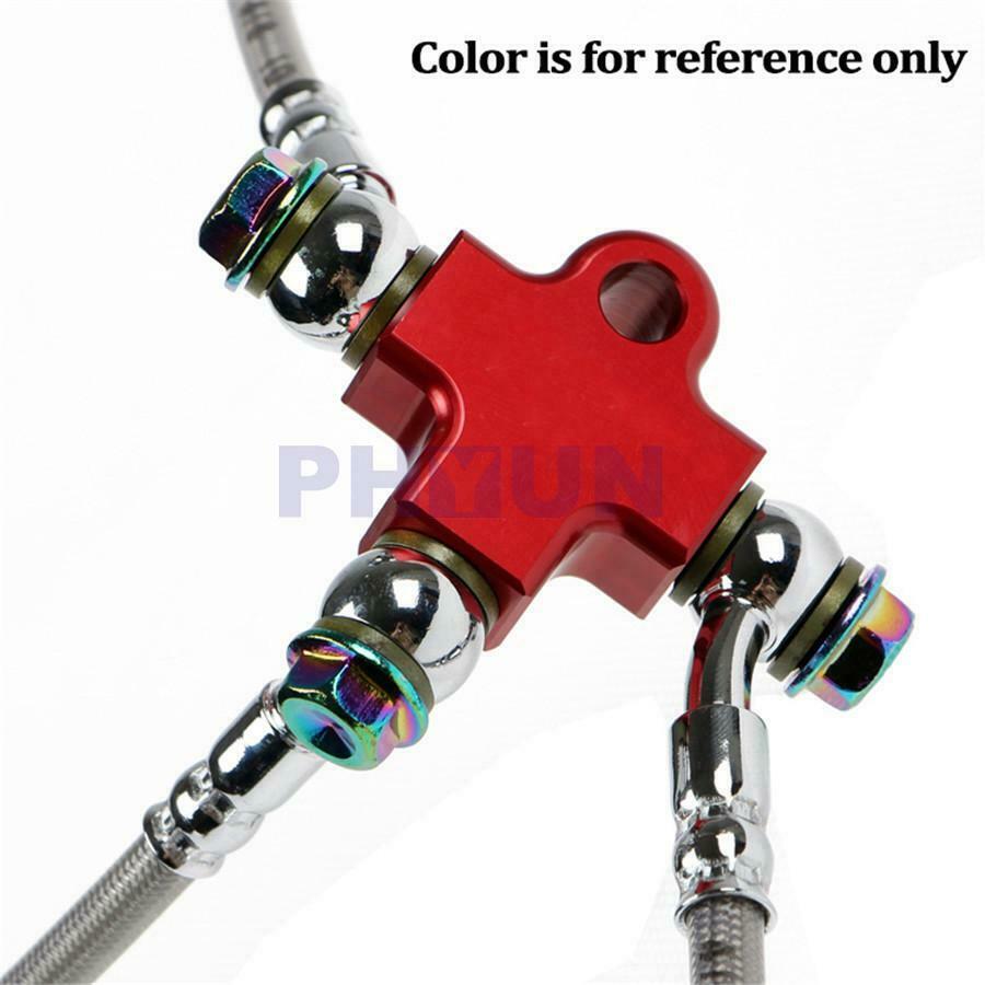 Motorcycle Hydraulic Brake Hose Pipe Tee Connector 3-Way Adapter Kit Universal