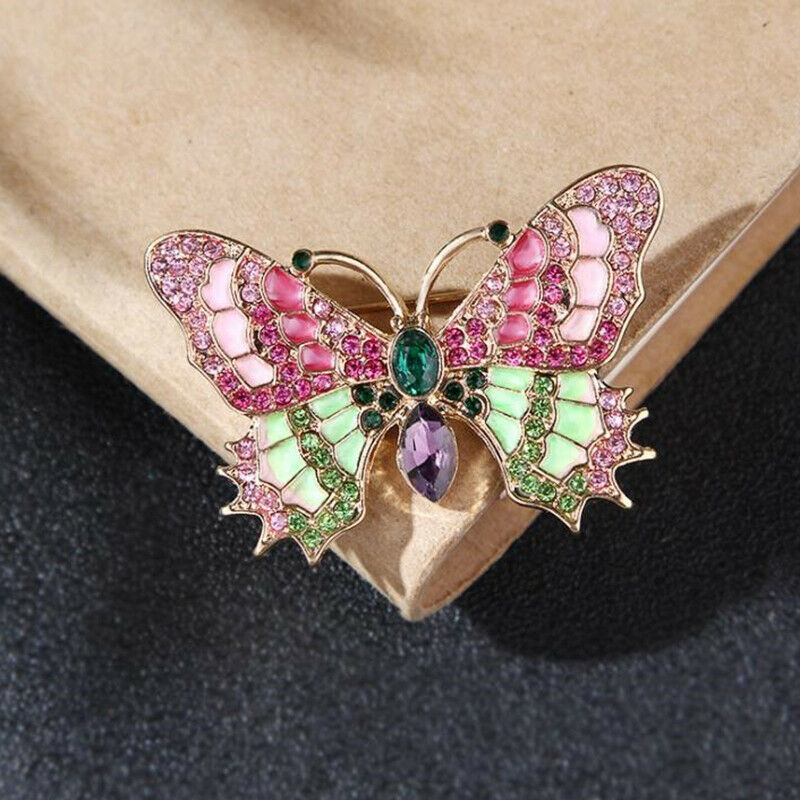 Colorful Enamel Cute Retro Butterfly Rhinestone Crystal Brooch Pin Jewelr.l8