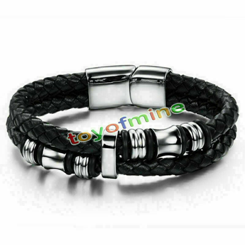 Men's Braided  Fashion Stainless Steel Cuff Bangle Bracelet Wristband AU