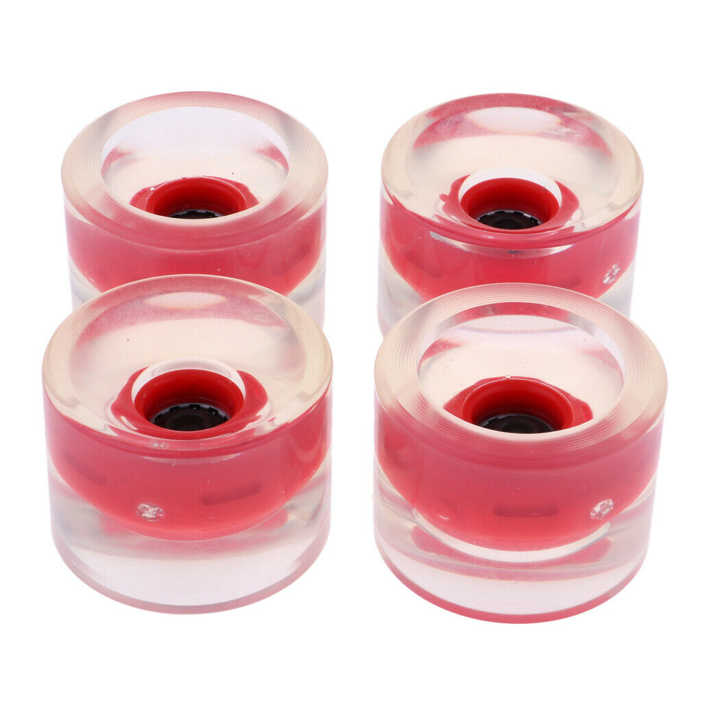 4PCS Replacement Longboard Skateboard Cruiser Light Up Wheels 70mm 78a Red