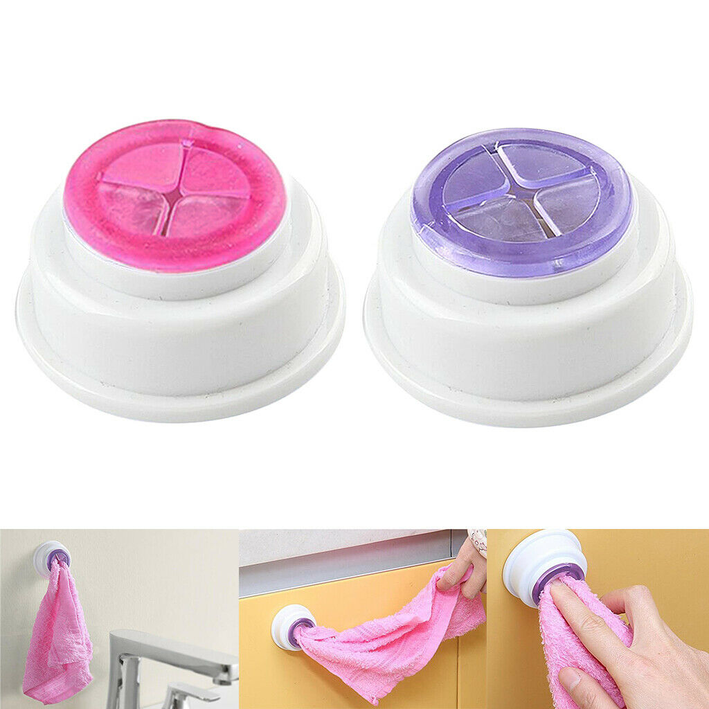 Wall Tea Towel Holder Push in Dish Cloth Kitchen Tea Towel Rack Pink+Purple