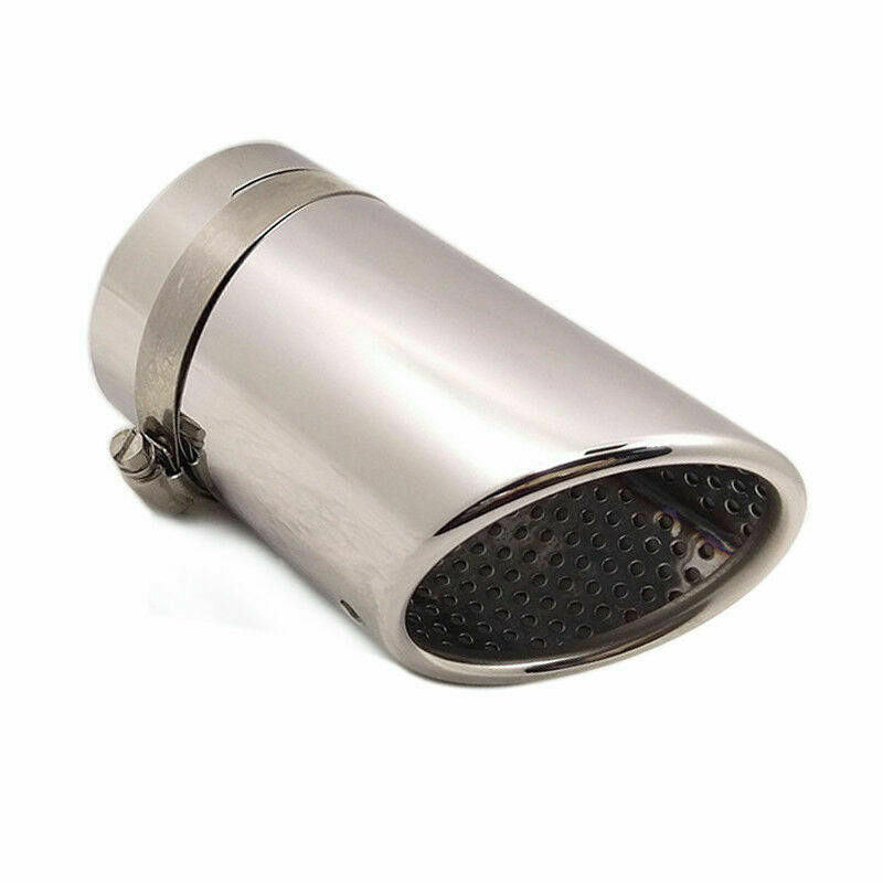 Pair 76MM Stainless Steel Car Rear Round Exhaust Pipe Tail Muffler Tip W/ buckle
