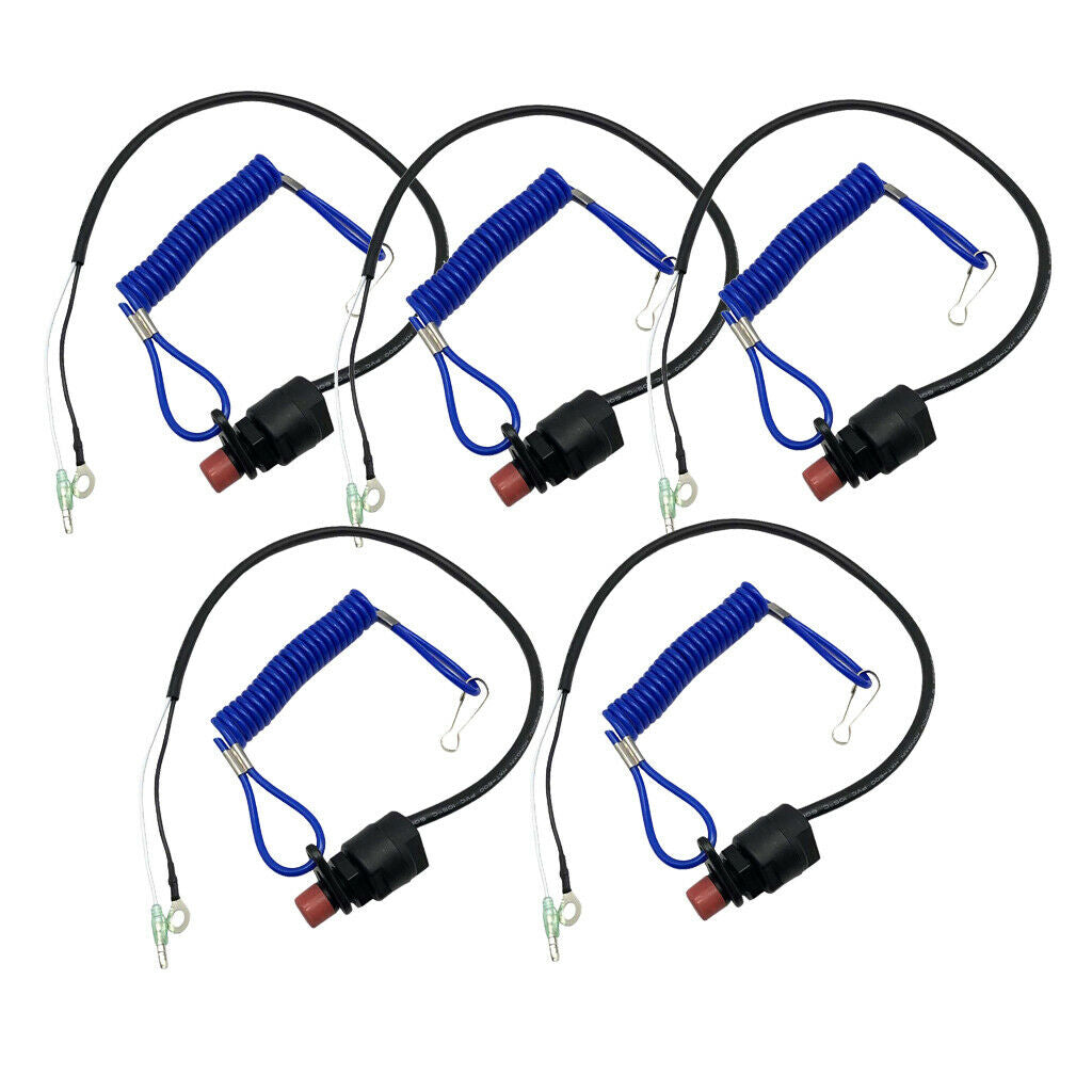 5Pcs Universal Boat Kill Stop Switch & Safety Tether Lanyard for Yamaha 12V