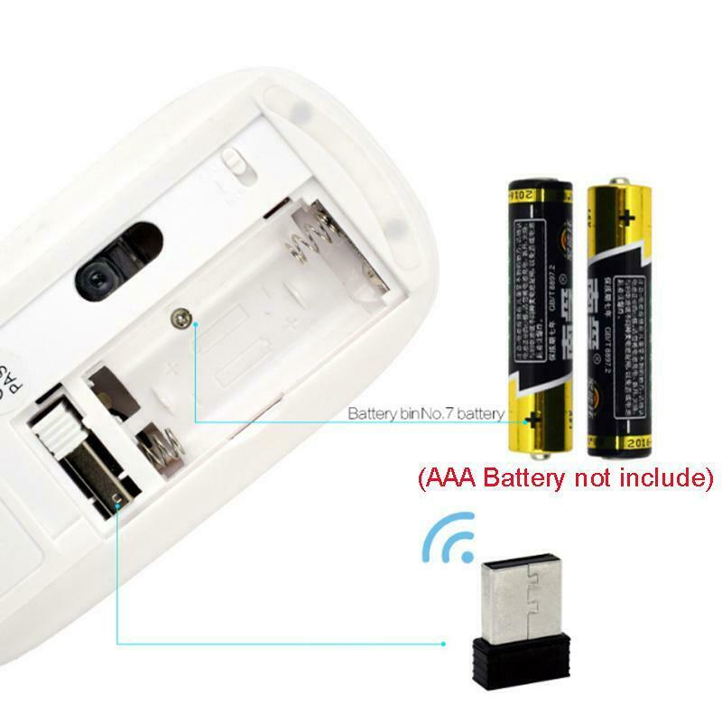 Ultra Thin 2.4G USB 2.0 Optical Wireless Touch Mouse Mice Receiver for Notebook