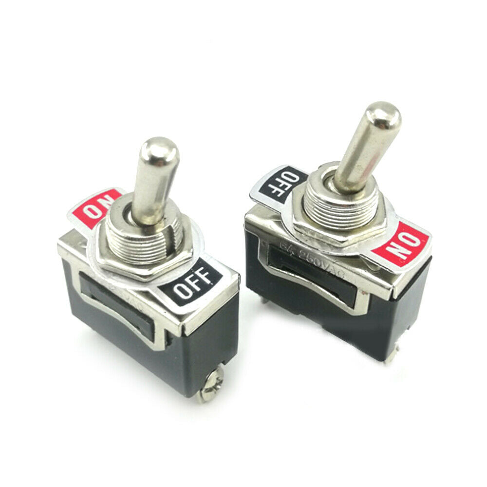 5PCS Heavy Duty Toggle Flick Car Dash Light Metal SPST Switch 10A 125V 6A 250V