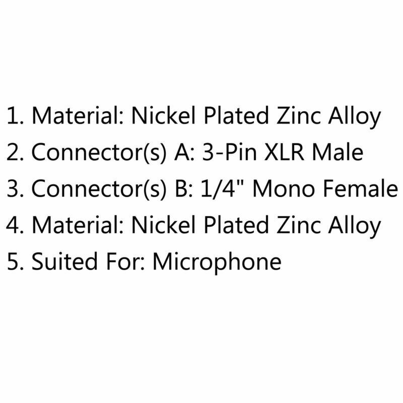 10x XLR 3Pin Male to 1/4" 6.35mm Mono Female Jack Audio Cable Mic Adapter  UA