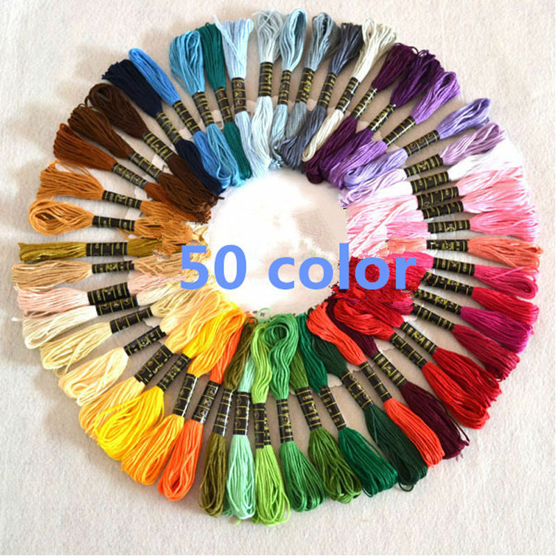 50pc Cotton DIY Cross Floss Stitch Thread Embroidery Sewing Skeins Multi Colors