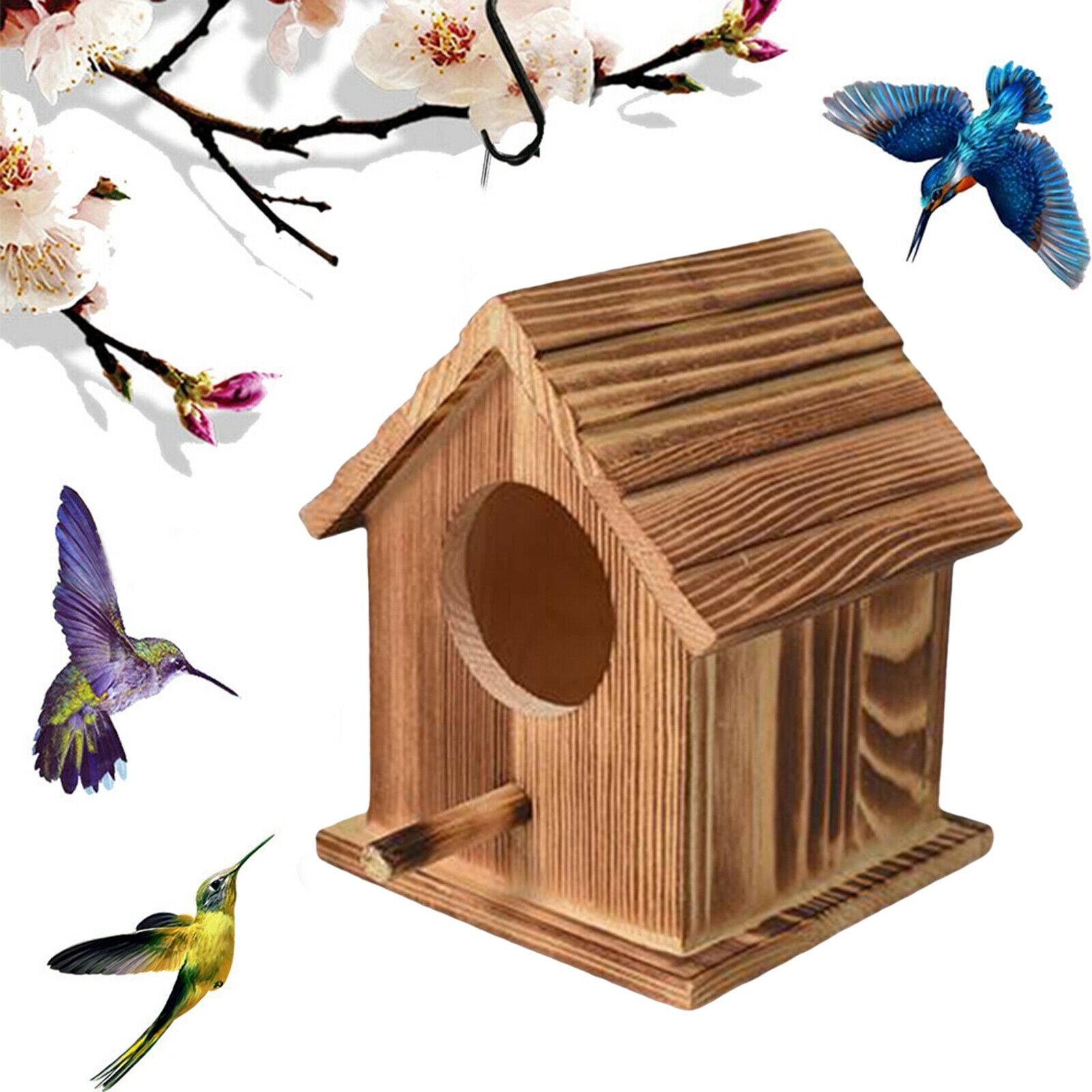 Pet Wood Parakeet Budgie Cockatiel Breeding Nesting Wooden Bird Cage Box
