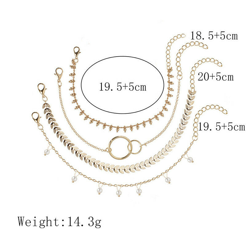 4pcs Women Geometric circle bracelet set For Ladies Bead Bangle Jewelry G.l8