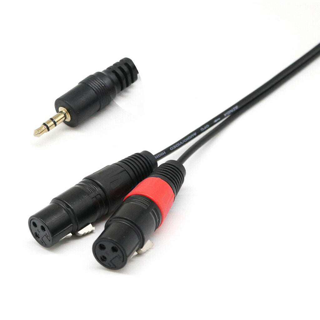 3.5mm 1/8'' TRS Stereo Male Plug TRS Audio Jack to Dual XLR 3pin Female Y