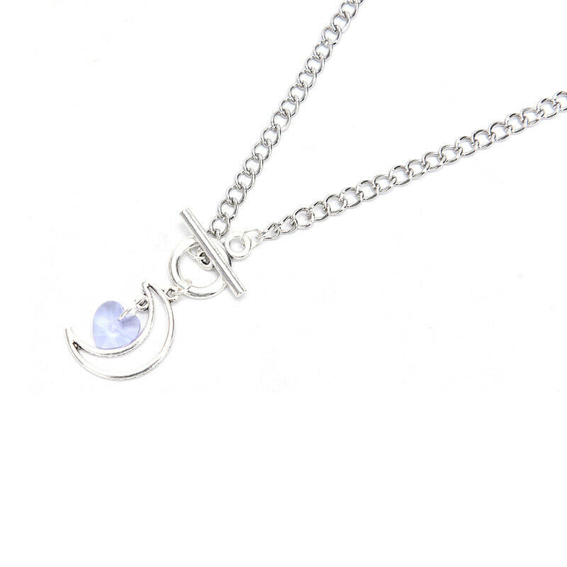 Fashion Love Heart Moon Pendant Choker OT Buckle Neckalce Jewelry Accesso.l8