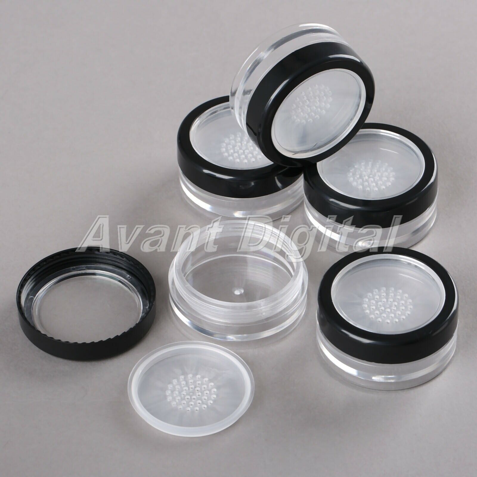 5pcs 10ml Plastic Nail Art Mini Powder Bottle Empty Cosmetic Jar Beauty Tool Set
