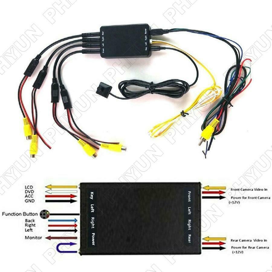 Car Parking Panoramic View 4 Way Camera DVR Video Switch Control Host Box System