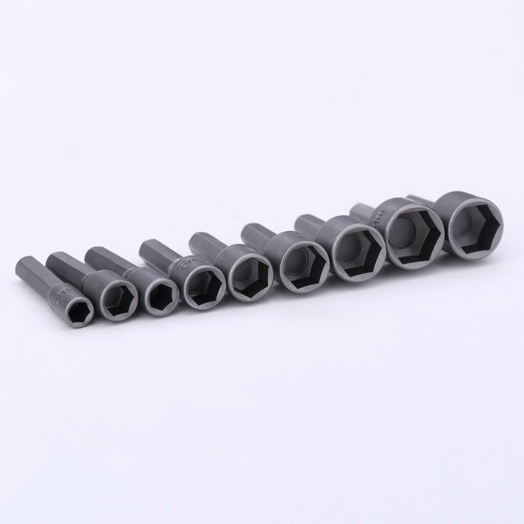 9Piece 1/4 Drive Metric Hex Bit Socket Set Chrome-vanadium Made Nut Driver
