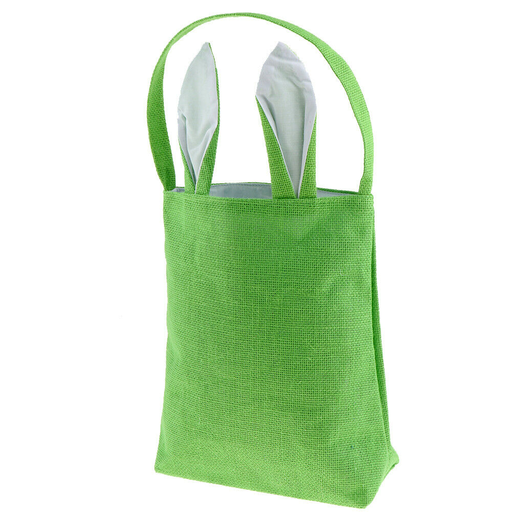 Bunny Ears Bag Jute Tote Hand Bag Carrying Eggs/Gifts for Easter/Party Green