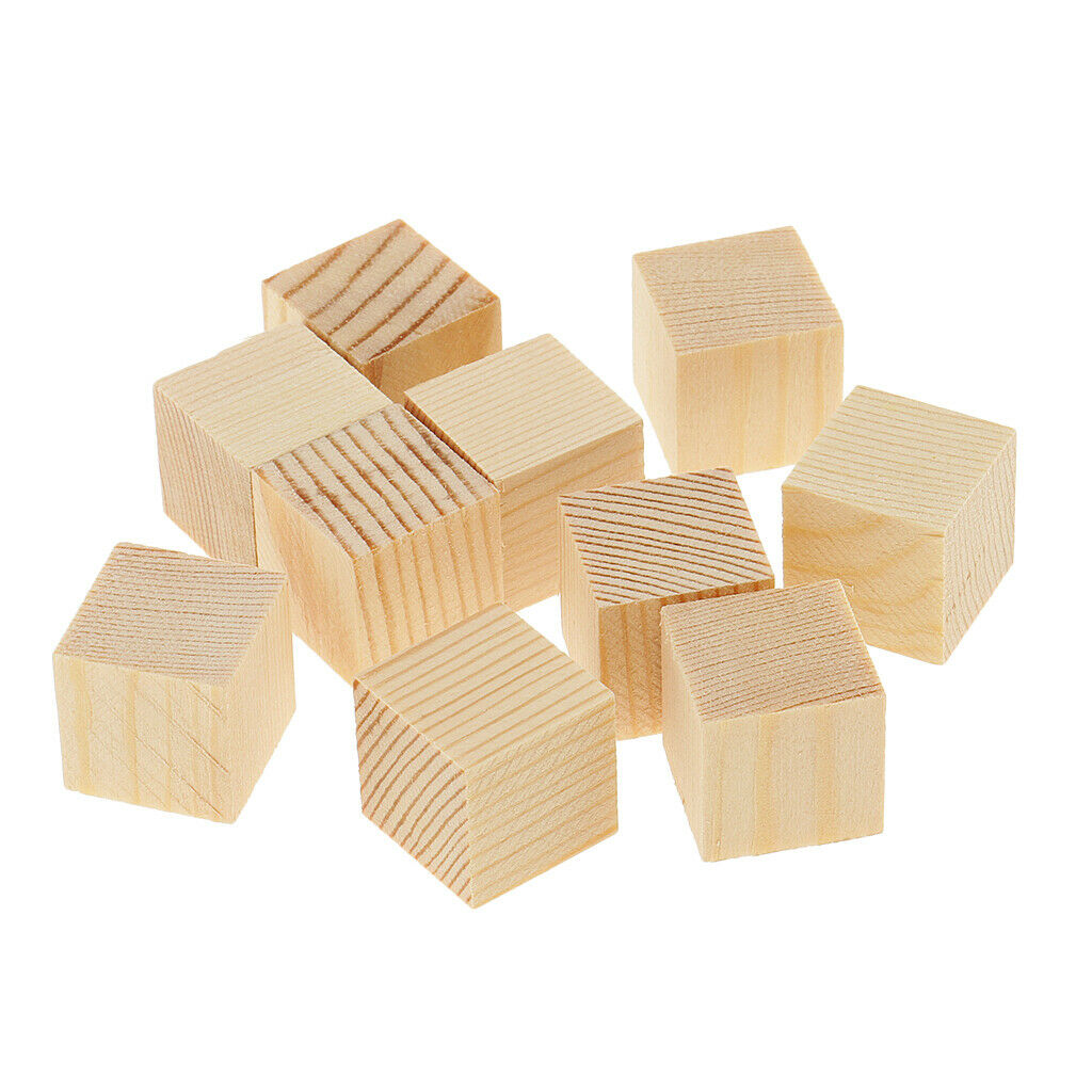 30pcs Blank Unfinished Wood Cube Blocks for DIY Painting Drawing 15mm 20mm