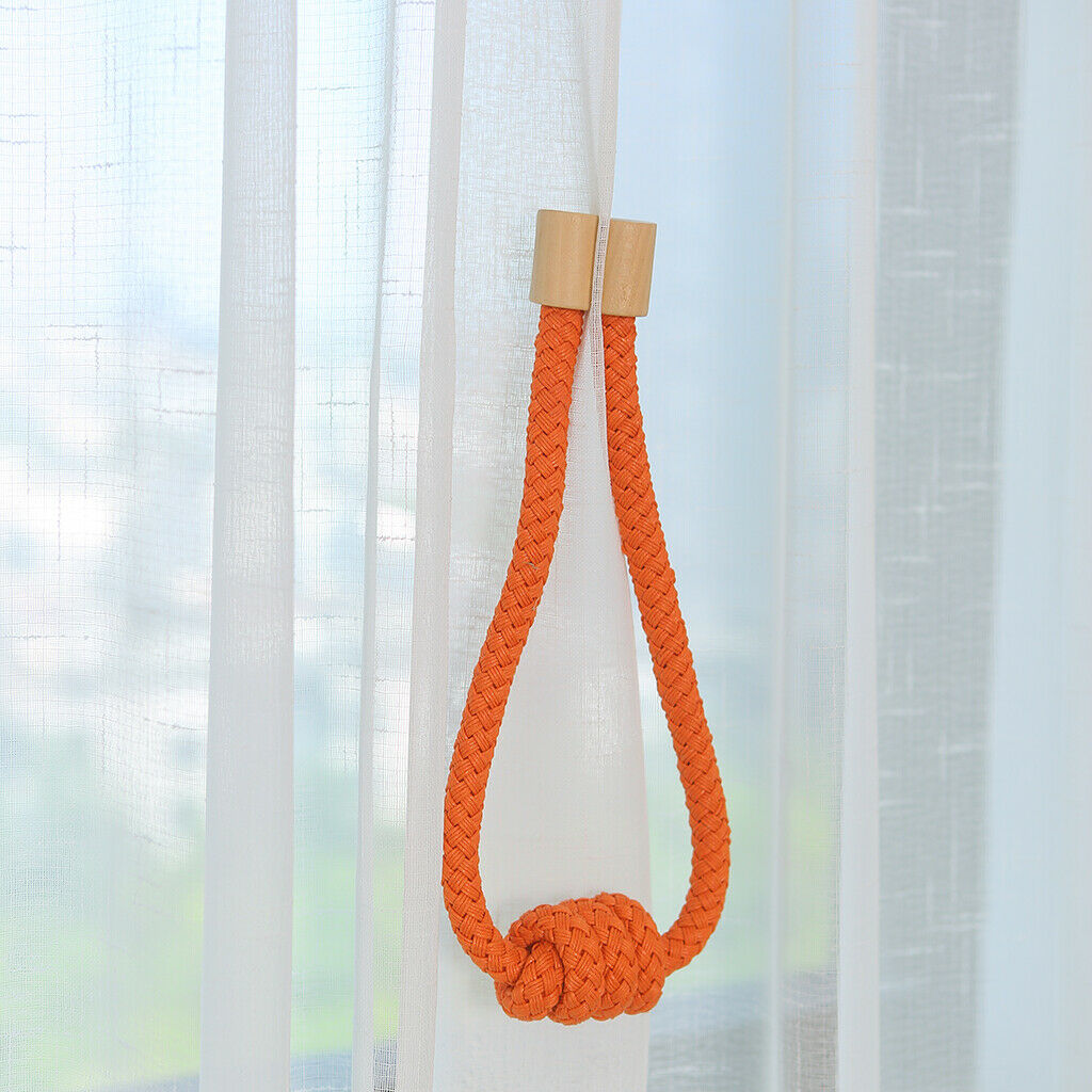1 Pair of Modern Knotted Curtain Tiebacks Holdback with Magnetic Orange