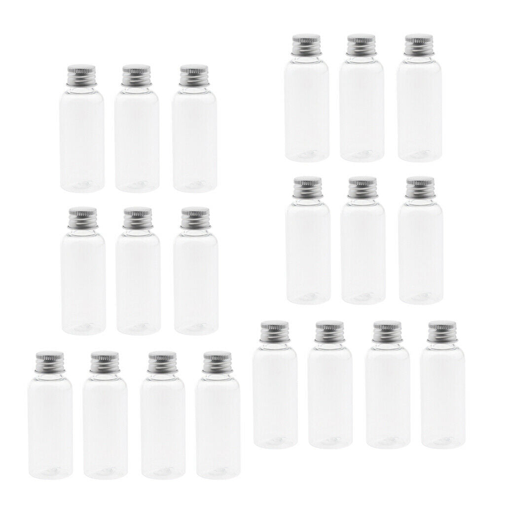 20Pcs 50ml Clear Plastic Bottle Aluminum   Condiment Lotion Storage Vials