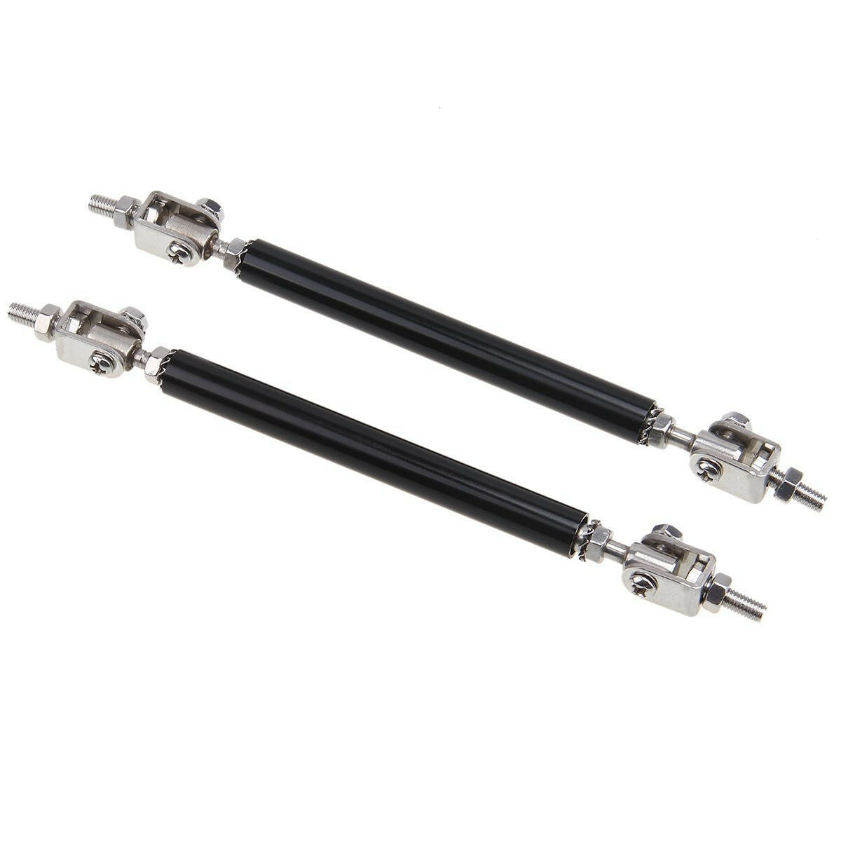2Pc Black Adjustable Car SUV Front Bumper Lip Splitter Strut Rod Tie Support Bar