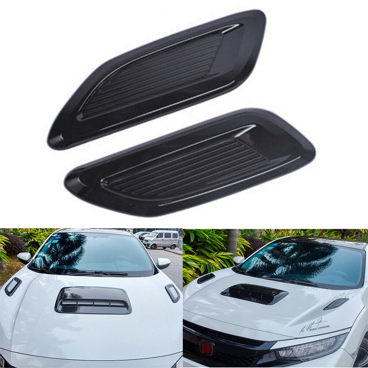33cm×9.5cm Car Air Flow Intake Hood Scoop Vent Bonnet Decoration Cover Protector