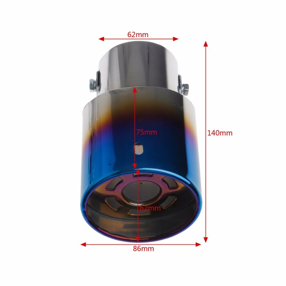 1x Universal Stainless Steel Car Rear Round Exhaust Pipe Tail Throat Muffler Tip