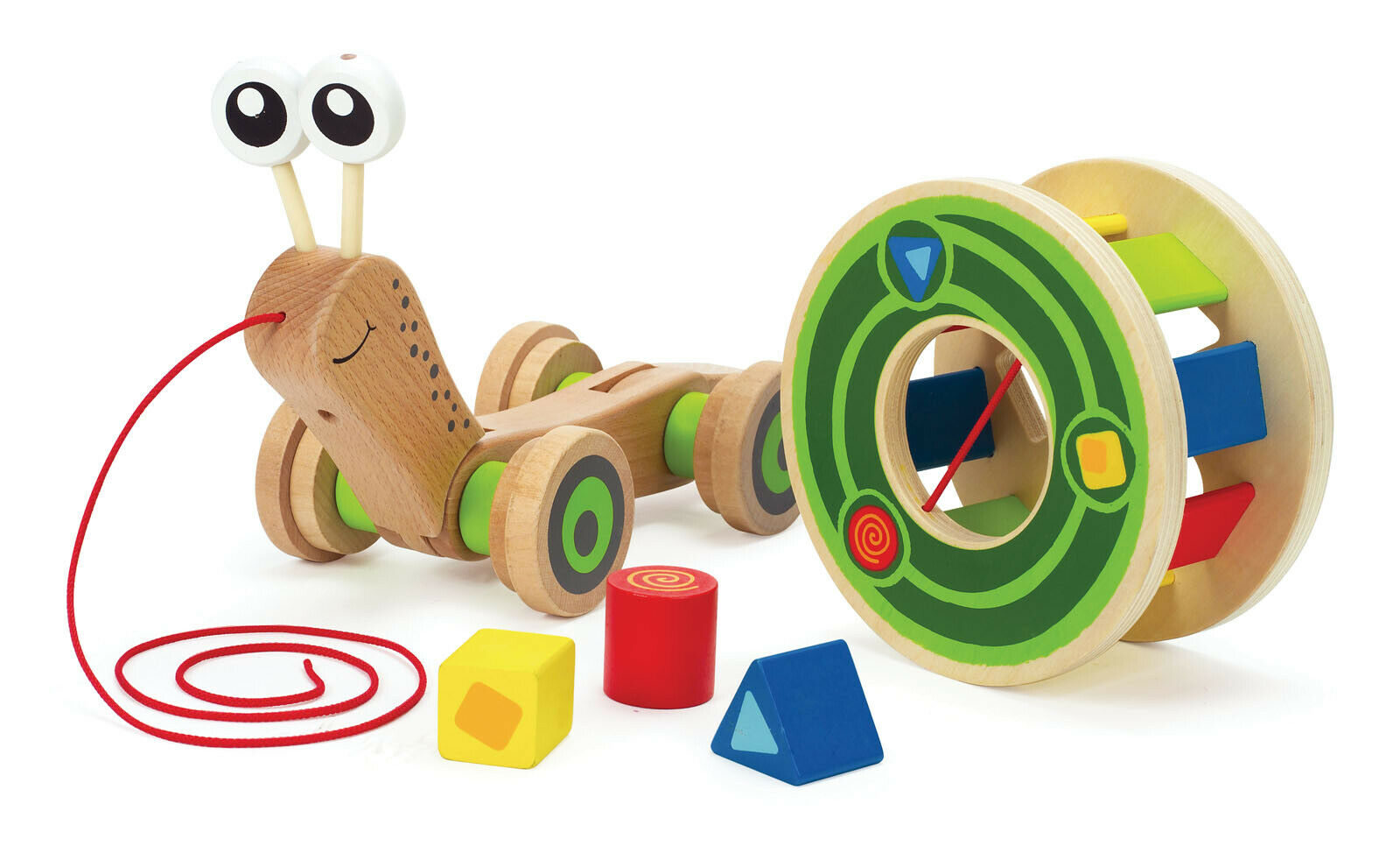 E0349 HAPE Walk-A-Long Snail Colour Wooden [Push & Pull] Baby Toddler Child 12M+