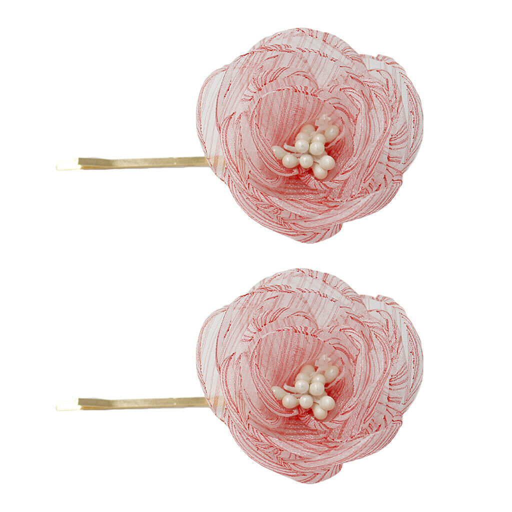 2 Pieces Stripe  Flower Bridal Hair Clip Wedding