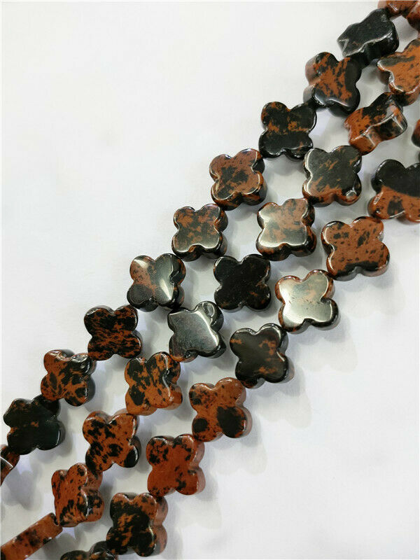 1 Strand 14x4mm Natural Mahogany Obsidian Clovers Spacer Loose Beads 15.5" HH177