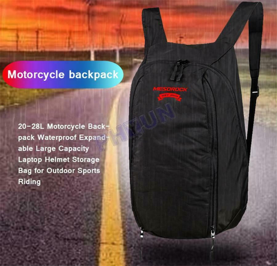 20-28L Black Motorcycle Backpack Helmet Bag Large Capacity Waterproof Laptop Bag