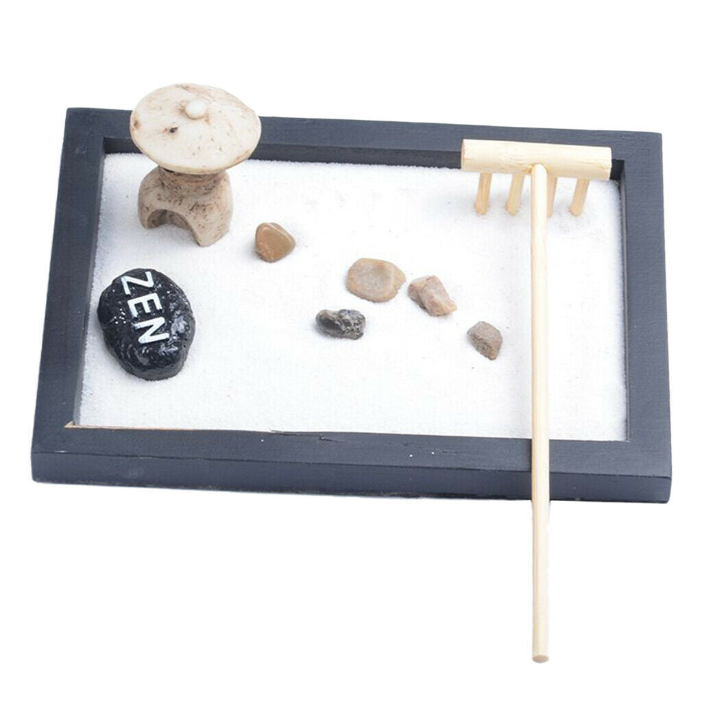 Chinese Traditional Zen Garden Candle Incense Holder White Sand and Rake