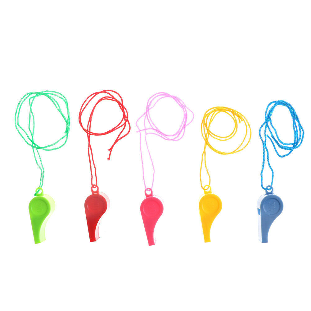 5Pcs/lot Plastic Whistle Wanyard Children Kids Party Bag Filler Outdoo.l8