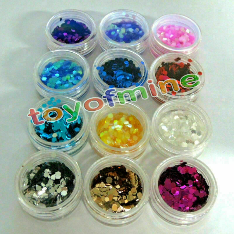 12 Color Tiny Hexagon Shiny Glitter Flake Powder For Nail Art
