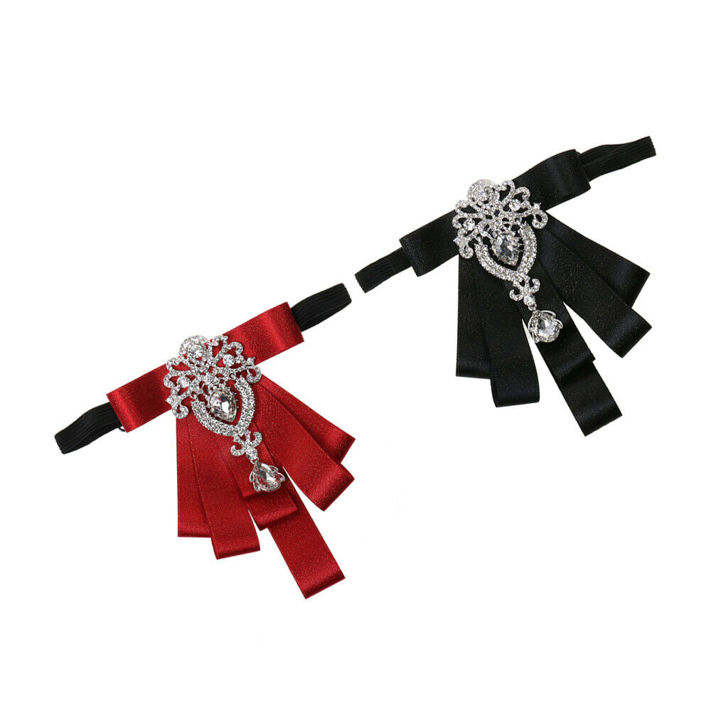 2pcs Men Fashion Tuxedo Satin Rhinestone Adjustable Wedding Bowtie Suit Bow Tie
