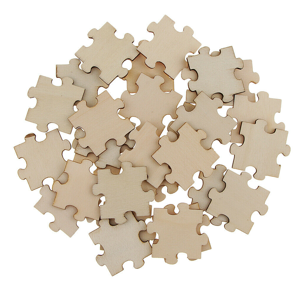 150pc Wooden Square Puzzle Pieces Embellish Craft Shape Blank Cardmaking Tag