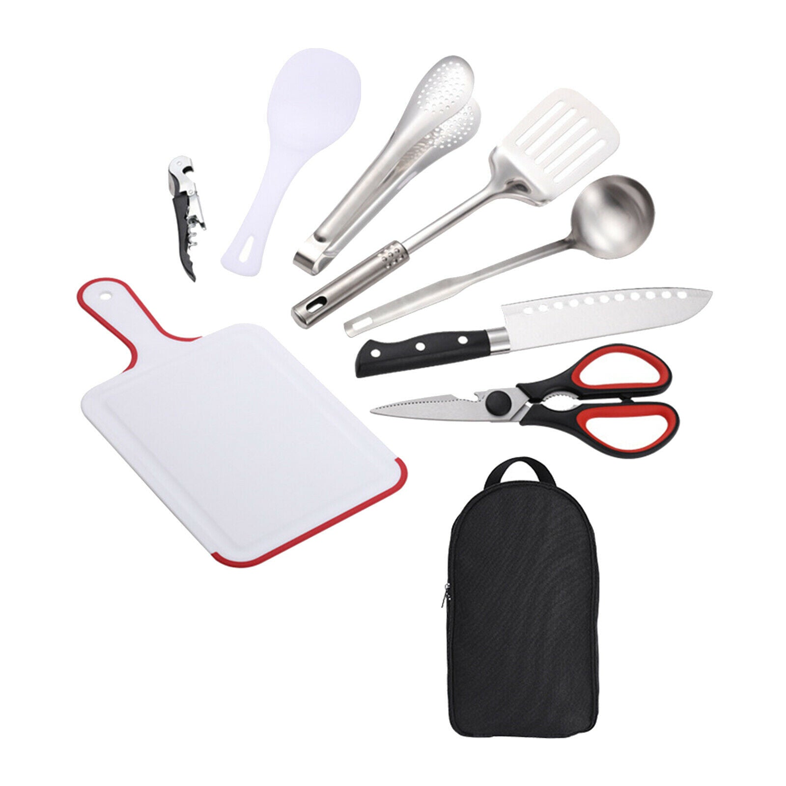 9Pieces Outdoor Kitchen Utensil Set Hiking Camping Picnic BBQ Cookware Kit