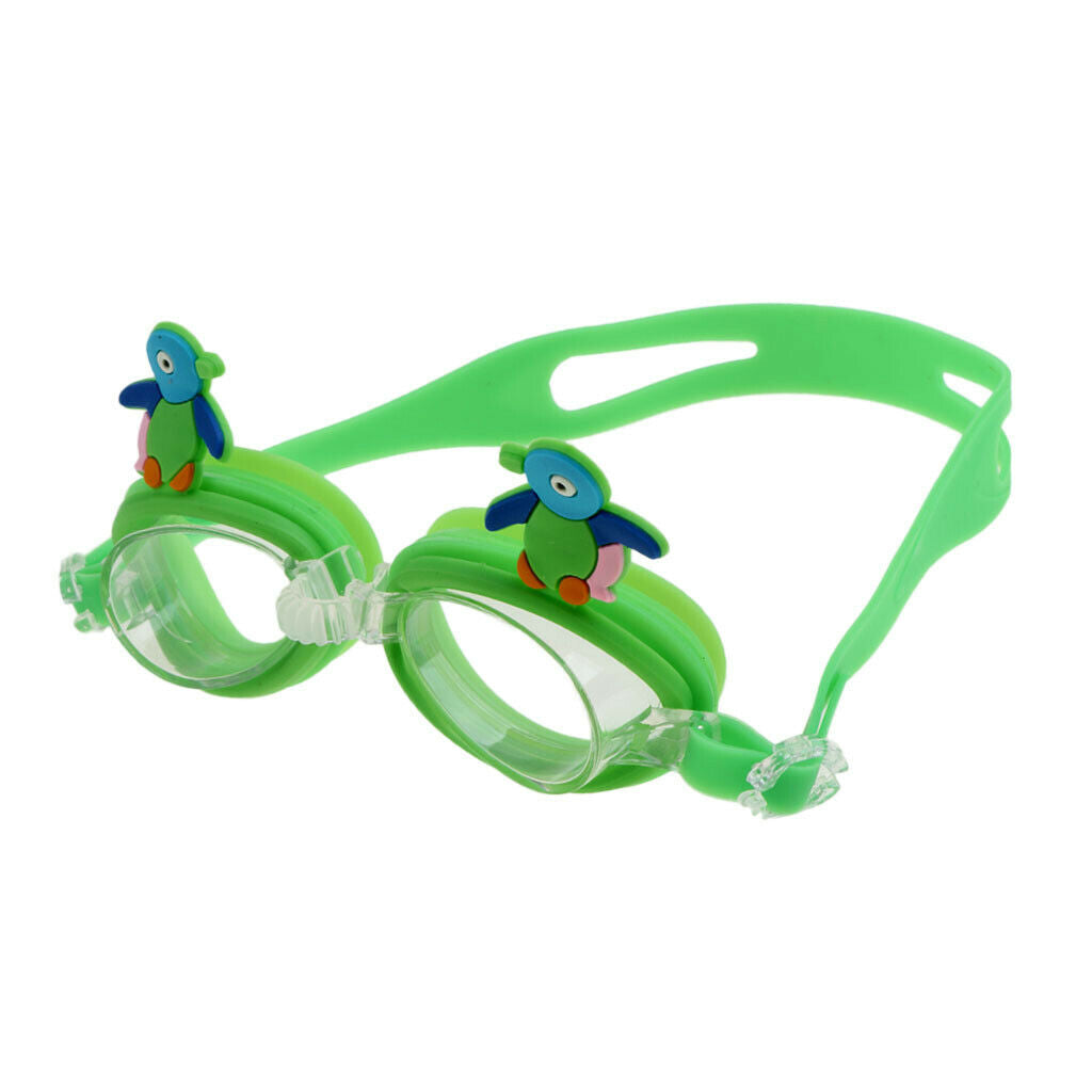 Cartoon Kids Goggles Anti Fog UV Protection Swim Glasses Blue Penguin