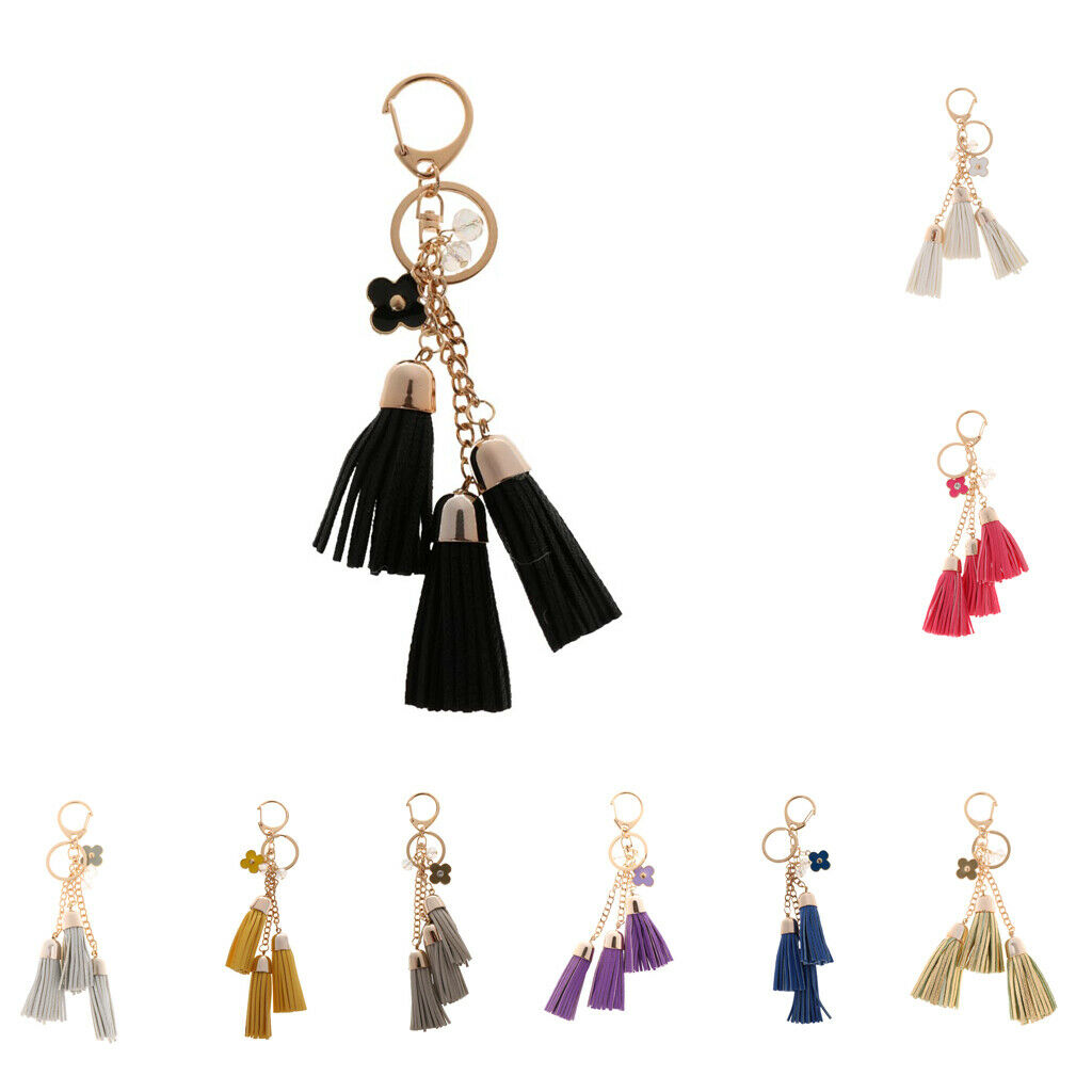 Fashion Casual Faux Leather Tassel Keychain Bag Pendant Purse Decor Yellow