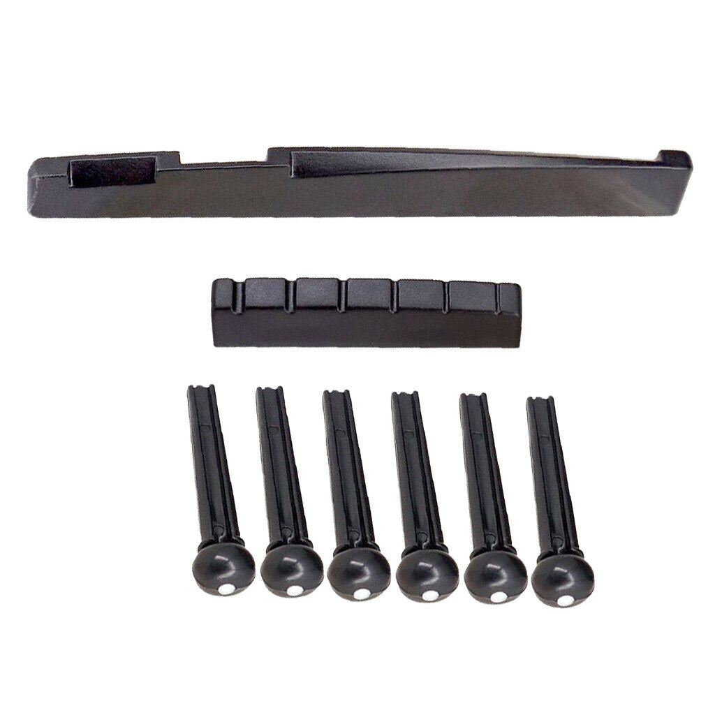 8 lot Guitar Bridge Pins Saddle Nut Set for Left Handed Acoustic Guitar
