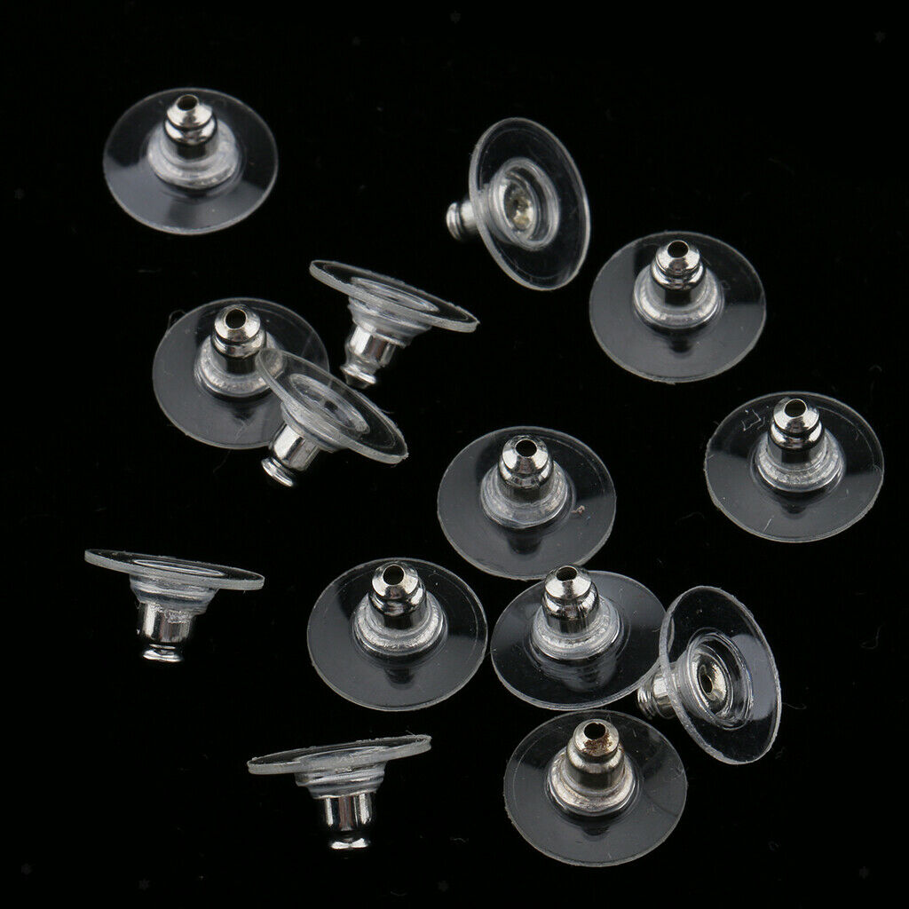 100Pcs Clear Earring Backs Stoppers Ear Post Nuts Jewelry Making Findings