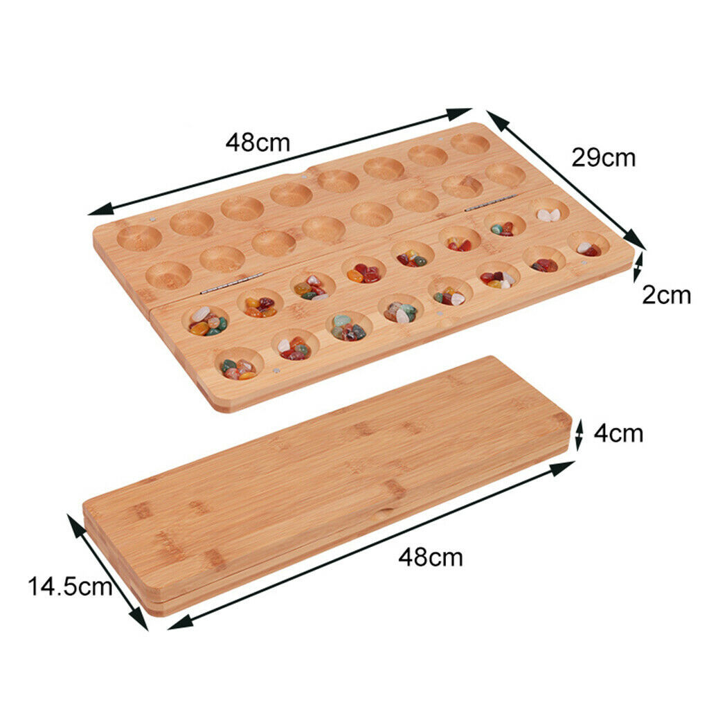 Mancala Board Game - Bamboo Folding Mancala Game - 2 Player Game for Friends and