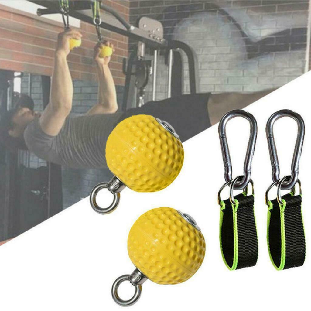 Pull Up Balls Grips Back Wrist Trainer Straps Biceps Exercise Workout Bomb