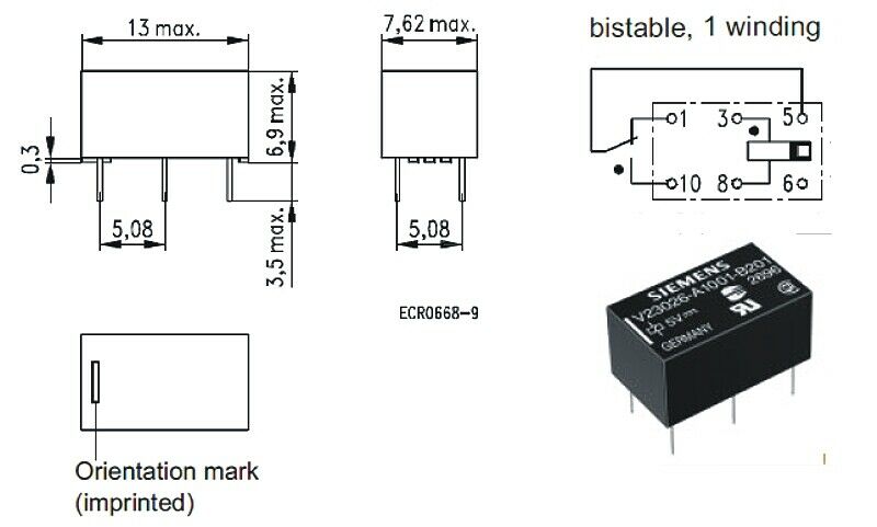 [10pcs] V23026-C1054-B201 Relay 24VDC 1A THT