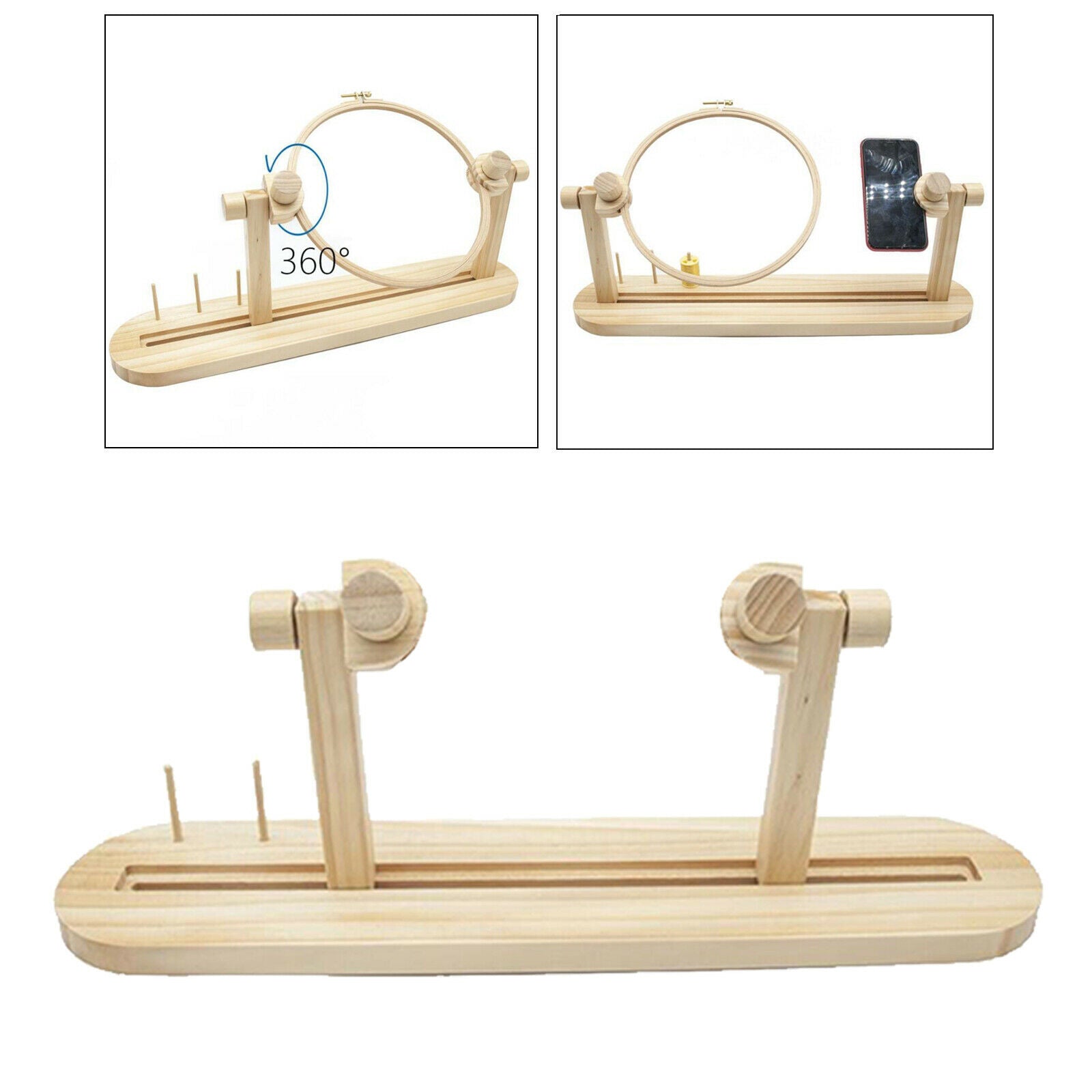 Adjustable Wood Cross-stitch Hoop Rack Embroidery Lap Stand Frame Holders Sewing