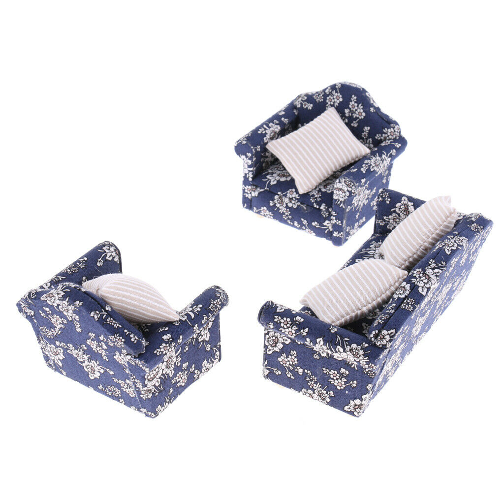 European Wood Sofa Cushion Furniture Kit for 1/12 Home Living Room