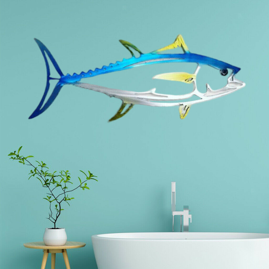 2Pack Metal Shark Wall Decor Art Ocean Fish Hanging Wall Sculpture Bedroom