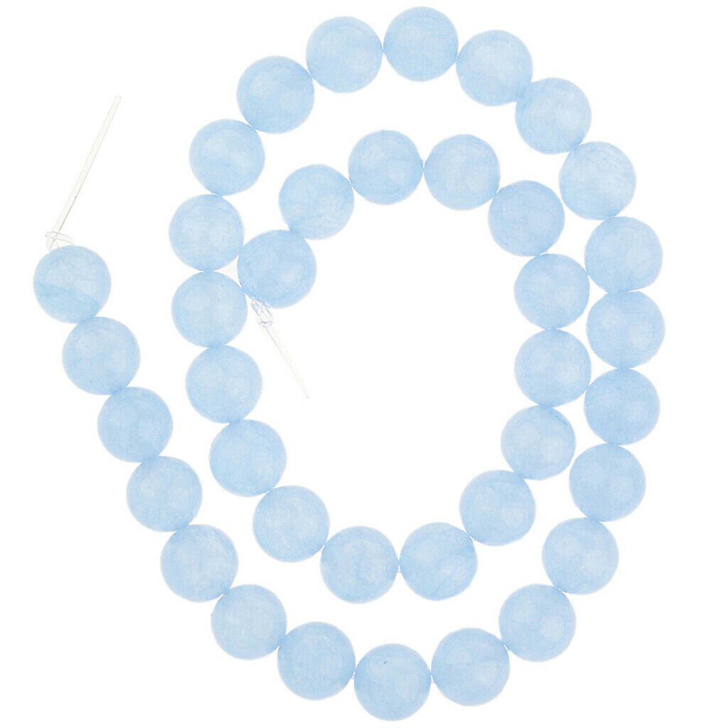 Blue Natural Stone Angelite Jade Round Shape Loose Beads Chalcedony 10mm